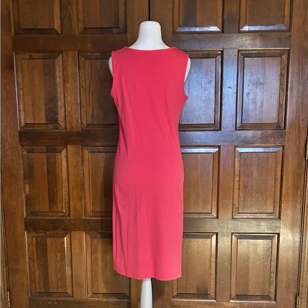Norm Thompson Prima Pink Cotton Knit Sleeveless Dress Midi Size PS Petite - Picture 3 of 7